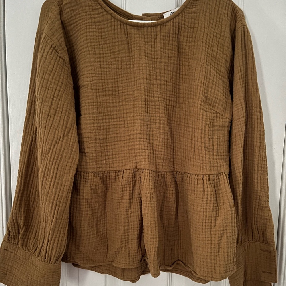 Mustard yellow madewell button back top